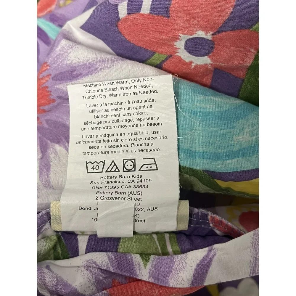Pottery Barn Kids Poppy Duvet Cover Full / Queen Purple Multi Floral Tie Closure